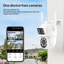 4MP Dual Lens Outdoor Security Camera, 5G WiFi Smart Monitoring Camera, Color Night Vision, Two-Way Audio, AI Motion Tracking PTZ, Dual Monitoring Screen, Wireless Surveillance Video System - Multicolor - View 6