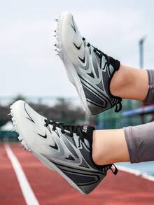 Professional Racing Track Spikes, Suitable For Middle School Physical Fitness Tests And Daily Training, PTPU Wear-Resistant Outsole With Replaceable Steel Spikes, Suitable For Synthetic Tracks; Lightweight Mesh Upper Breathable And Dry, Shock-Absorbing Structure Cushions Landing Impact, Versatile For Sprinting, Long Jump, Hurdles And Multiple Scenarios, Preferred Choice For Student Athletes Training. - Black and White 5755 - View 8