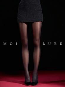 MOIRÉALLURE A Pair Of Women's Black Oiled Shiny Silk Stockings And Pantyhose - Black - View 7