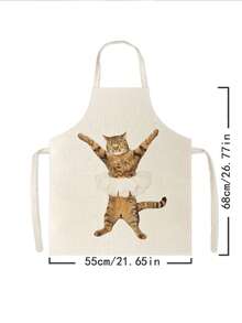 1pc, Cute Kittens, Puppies, And Hamsters Pattern Polyester Apron, Perfect For Cooking, Baking, And Gardening – Great For Kitchen And Dining Wear. - Multicolor - View 12