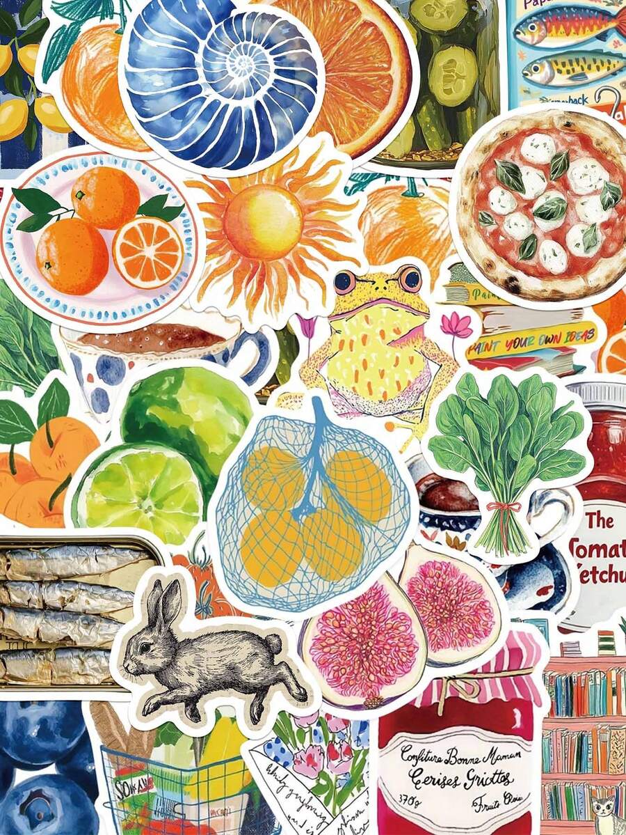 50pcs Retro Stickers Student Prizes Desktop Decoration Stickers - Multicolor - View 1