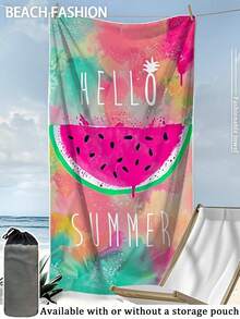 Microfiber Absorbent Quick-Dry 250gsm Colorful Vibrant Watermelon Print Bath Towel 70*140 Beach Wrap Cushion Beach Towel 1pc Or Extra Large 90*180 Bath Towel Beach Towel 1pc Suitable For Summer Beach Swimming, Travel Camping, Fitness - Colorful and Vibrant Watermelons - View 13