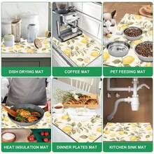 1pc Lemon Print Diatomaceous Earth Kitchen Mat, Non-Slip Heat-Resistant Absorbent Mat, Suitable For Kitchen Countertop, Coffee Machine, Tableware, Home Cafe Bar Party Decoration Placemat Gift - Multicolor - View 6