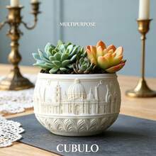 Cubulo 3D 聖彼得大教堂建築矽膠模具，詳細羅馬大教堂盆栽鑄造模具，DIY 多肉植物盆、環氧樹脂石膏蠟燭台，歐式復古家居裝飾與藝術禮品，1件裝 - 聖彼得大教堂 - 查看 7