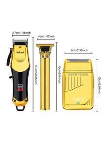HIENA Professional Electric Hair Clipper Set Of 3pcs, Suitable For Beard And Hair Trimming, Wireless Design, Supports USB Charging, Multi-Purpose Gold Set For Home Or Travel - An Ideal Gift For Men On Father's Day, Suitable For Daily Beauty Occasions - View 10