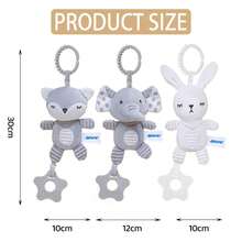 3-Piece Bed Hanging Toys, Rabbit/Elephant/Fox Plush Toys With Teething Ring, Portable Baby Bed/Stroller Hanging Pendant, Suitable As Baby Gift - Multicolor - View 4