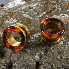 2pcs Tortoise Shell Pattern Ear Stretchers Hollow/Solid 316L Stainless Steel Amber Color Ear Lobe Expanders Body Piercing Jewelry Accessories Vintage - 1759 - View 16