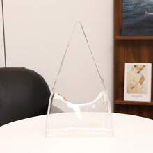 Women's Fashion Minimalist Shoulder Bag, PVC Transparent Underarm Handbag - Clear - View 6
