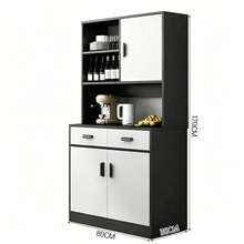 Modern Kitchen Cabinets With 2 Drawers And 3 Doors, Grey - Black - View 2