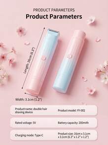 FIYIBAN 2-In-1 Rechargeable Electric Shaver, Wireless Body Hair Trimmer Suitable For Women, With Detachable Soft Touch Blades, Waterproof Design For Wet & Dry Use, USB Rechargeable, Portable For Bikini, Underarm, Leg And Full Body Hair Removal - Multicolor - View 2