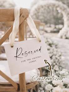 Custom Wedding Reserved Seat Paper Cards, Personalized Wedding Reserved Signs, Custom Seat Reservation Cards With Ribbon, Party Supplies, Wedding Decor, Graduation Ceremony Decor, Or Wedding Seating Chart And Chair Decor, Memorial Plaques For Deceased Loved Ones, Suitable For Parties, Celebrations And Various Occasions - Multicolor - View 1