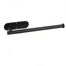 1 pieza Soporte autoadhesivo negro para toallas de papel debajo del gabinete - Estante de toallas montado en la pared sin taladro, adecuado para cocina, baño, RV - Puede sostener toallas de papel, envoltura de plástico y toallas, estante de toallas de baño, accesorios de baño, estilo de moda, material duradero - Multicolor - Ver 16
