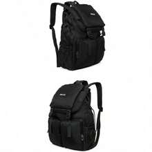 Zaino cargo nero impermeabile in nylon per uomo e donna, spazioso zaino casual per il tempo libero con coulisse e scomparti multipli, ideale per l'università, il campeggio e le gite di un giorno. - A - Visualizzare 8