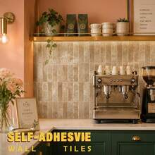 shiny home 1/10/30pcs 3D Self-Adhesive Tiles, Self-Adhesive Wall Panels Suitable For Kitchen Backsplash And Bathroom, Waterproof Easy To Clean DIY Decoration - Beige - View 4