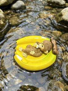 Unique Monkeys Lying On Bananas And Orangutans Rowing Boats To Float Bananas And Small Boats On Them. Mini Pond Monkey And Orangutan Figurines. For Garden Swimming Pool. Pond Fish Tank. Garden Decoration. Outdoor Garden Enthusiast Gift. - A - View 3