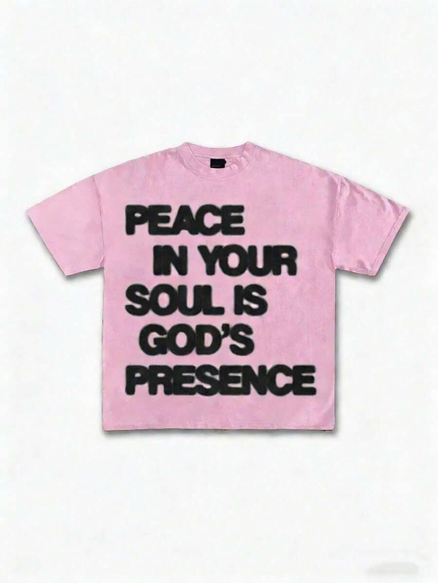 ART OF GOD ON DISPLAY, Custom Graphic Tees For Men - Men's Tees. Casual And Stylish Summer Short-Sleeve Tees Made Of 100% Cotton - 粉色 - 查看 1