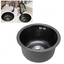 Round Kitchen Sink Mini Round Kitchen Sink Stainless Steel Bar Round Basin with Drain Pipe Fixture 30cm Diameter Round Bar Sink - B - Ver 2