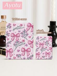 Ayotu 1 Pc Capa para Tablet e Kindle E-Book com Bordado Rosa, Laço e Estampas Florais, Compatível com iPad 10ª Geração, 10.2/Mini6/Mini7/9.7 Polegadas, Air 8(M4)2026(11 Polegadas), Air 8(M4)2026(13 Polegadas), Compatível com Samsung Galaxy Tab A9 Plus, Kindle (11ª Geração-Lançamento 2024)(6 Polegadas), Kindle Paperwhite 12ª Geração 2024, Ótimo Presente de Feriado, Padrão Elegante e Simples. - Multicolorido - Ver 9