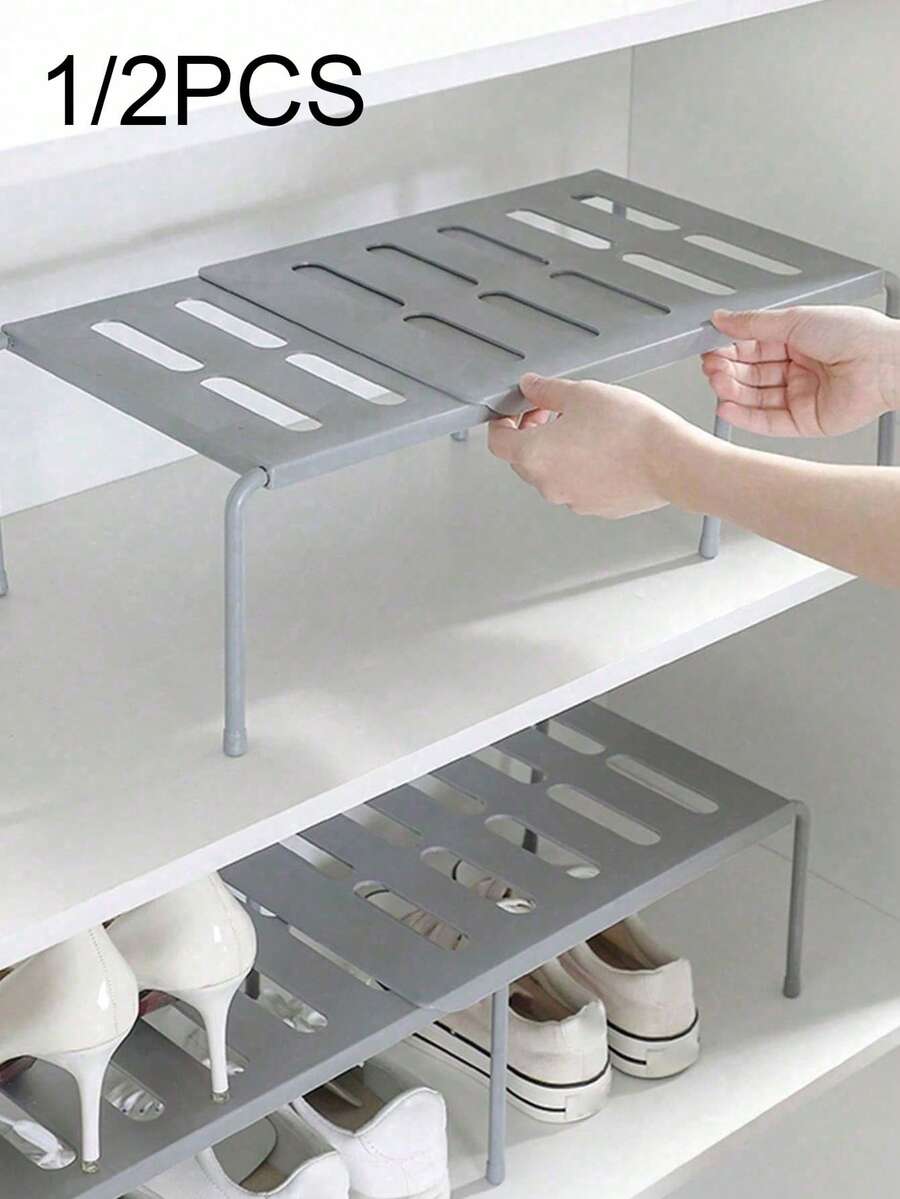 1/2 pièces Étagère à chaussures de couleur unie amovible et extensible, étagère de rangement pour chaussures et pantoufles en plastique, gain de place, convient pour la cuisine, le salon, le dortoir. Peut être placée dans l'entrée, sous le lit, la salle de bain, le placard. Étagère à chaussures renforcée et extensible. - Multicolore - Voir 1