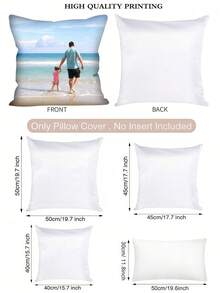 1pc Customized Private Photo Pattern Pillow Cover, Mother's Day, Father's Day, Thanksgiving, Teacher's Day Customized Single-Sided Printed Pillow Cover, Customized With Your Own Picture Pillow Cover, Suitable For Giving Gifts To Family And Friends - Baby Blue - View 3