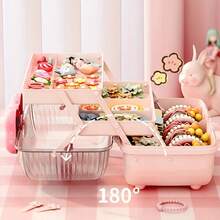 1pc Fashionable Cosmetics Storage Box, Bow Tie Multi-Layer Storage Box, Handheld Desktop Storage Container, Made Of Sturdy Plastic. Make It An Ideal Storage Organizer For Jewelry, Hair Accessories, And Cosmetics - Multicolor - View 7