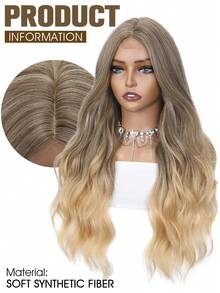 Long Ombre Blonde Wavy Wig For Women 26 Synthetic Heat Resistant Fiber Wig For Daily Party Use - Multicolor - View 3