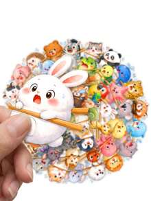 50Pcs Funny Chopstick Animal Decals, Cute Scared Wildlife Stickers For Scrapbook, Journal & DIY Stationery Decor - Multicolor - View 2