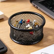 1/2 piezas Cesta de almacenamiento de escritorio con malla, soporte para clips de papel, carpeta de archivos de escritorio, dispensador de clips de papel con forma de cuenco de malla, accesorio de oficina, caja de almacenamiento para organizar piezas pequeñas - Multicolor - Ver 6