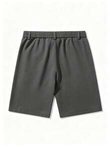 女款純色百褶休閒百搭日常外出短褲 夏季 - 灰色 - 查看 3