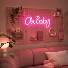 1個 LED 發光字母「Oh Baby」霓虹燈牆飾夜燈 懸掛式壁燈 電池/USB供電 浪漫仙女燈 居家節日派對生日主題場景氛圍燈 臥室客廳陽台裝飾 - oh baby霓虹燈 - 查看 13