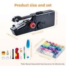 CS-101B Portable Electric Handheld Sewing Machine, Suitable For DIY Sewing, Fabrics, Garments, Travel, Home Use, USB Or AA Battery Powered, Easy To Use, Ideal For Beginners, Compact Size 8.2"X2.7"X1.2", (Note: Only For Lightweight Fabrics/Accessories Color Random) - Black - View 4