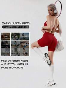 Women's Summer 2 Pieces Set Pink Top + High-Waisted Shorts Set, Suitable For Sports, Yoga, Pilates, Gym, Running, Euro Summer - Burgundy - View 8