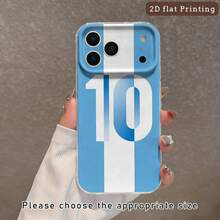 Funda para teléfono,fundas protector para celular antiimpacto compatible  11 12 13 14 15 16 rayas albiceleste número 10 ideal para fanáticos argentinos uso diario fundas para celular - transparente - Ver 5