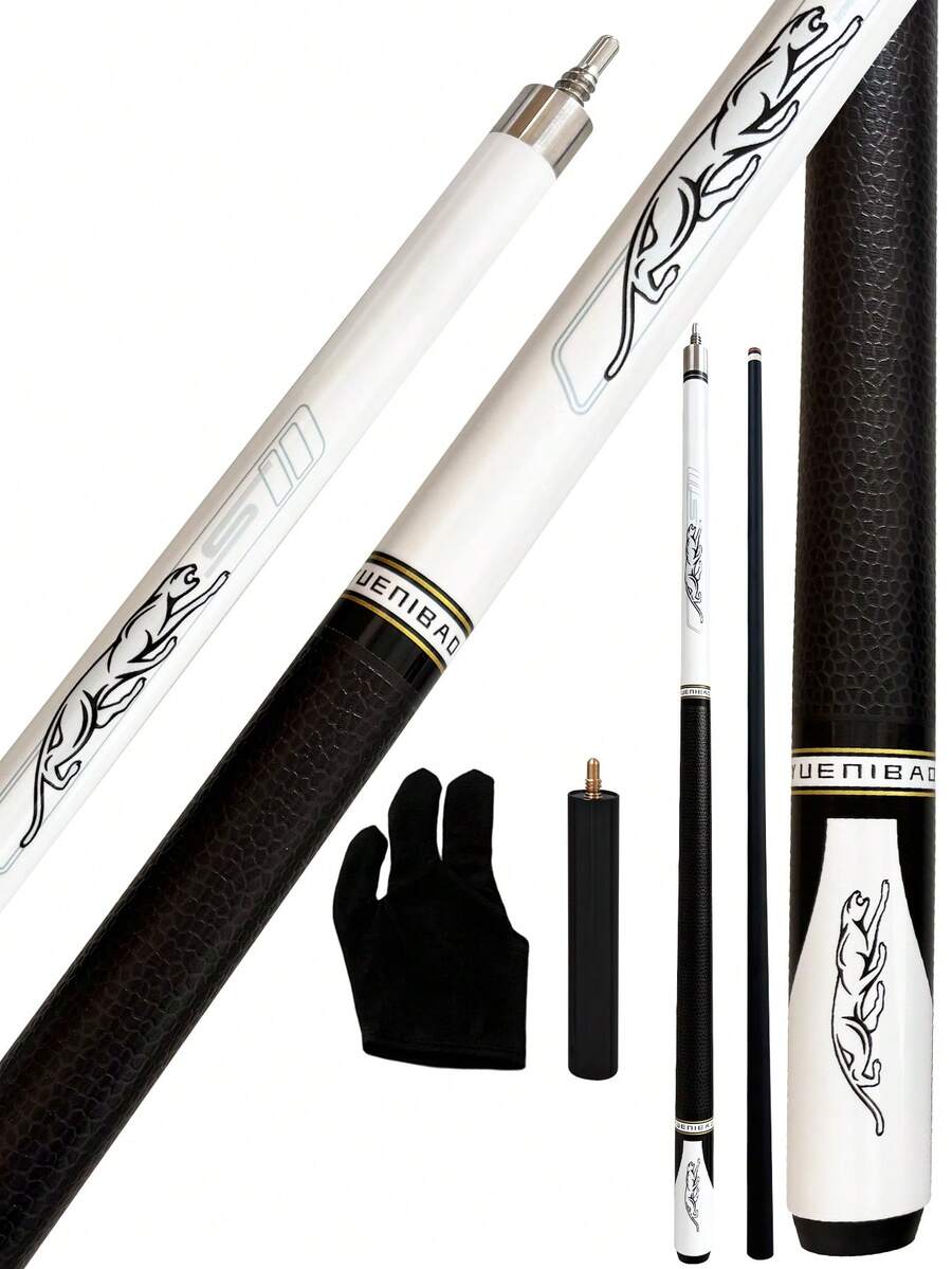 High Quality Carbon Fiber Billiard Cue, 1/2 Technology Billiard Cue [10mm/11.5mm/13mm] Tip, Length Is 146cm/57.4in, Weight Is 19-20oz, Anti-Slip Leather Grip For More Accurate Striking, Comfortable Grip With Clear Feel, It Is A Great Billiard Cue - The Best Gift For Billiard Enthusiasts - A Pool Cue + an Extension Cue + a Glove - View 1