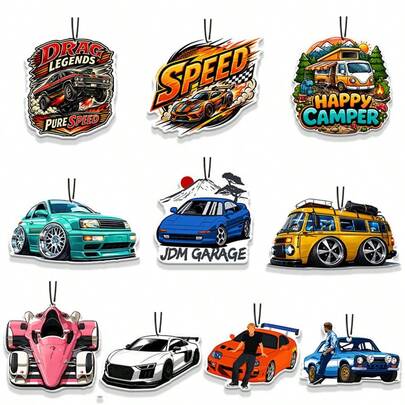 SepSky Car Air Fresheners - Cool Car Freshener Hanging 2.76in Ornaments Refresh Air Fragrant Pendant Essential Gift For 2D Flat Car Accessories Decoration Interior Home Household Long-Lasting Scent