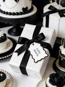 6/25/50Pcs Scallop-Shaped Name Cards With Ribbons, Handwriteable Table Place Cards For Wedding, Birthday, Engagement Dinner, Anniversary & Business Banquet, DIY Gift & Table Setting Decorations For Party Celebration - View 4