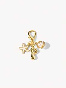 Opalesca 1pc A-Z Alphabet Gold Bubble Letter Cute Pendant Keychain, Shell And Starfish Accessories, Keychain, Ring Bag, Backpack Pendant, Car Pendant - Multicolor - View 9