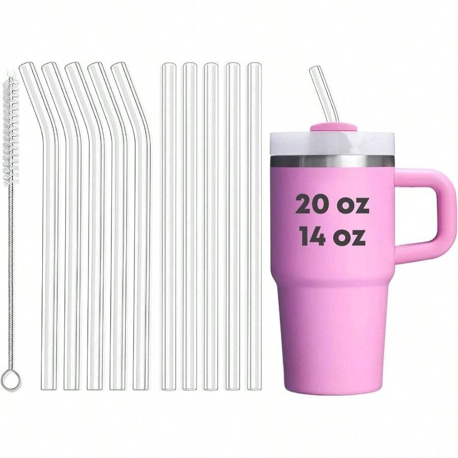 - Paquete de 10 pajitas de repuesto para vaso de 20 onzas, 14 onzas, popotes transparentes de plstico reutilizables para accesorios de copa de 20 onzas, jarra de medio galn con - Transparente - Ver 1