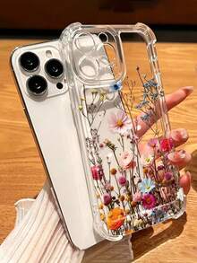 Casing Ponsel: Gaya INS Minimalis Transparan Bergaya Bunga Kering, Bunga Asli Aneka Warna, Segar, Romantis, Anti Selip, Anti Jatuh, Tahan Lama, Tahan Aus, Kompatibel dengan Seri Apple 17/17Pro/17ProMax/16/16Pro/16ProMax/15/15Pro/15ProMax/14/13/12/11, Definisi Tinggi, Perlindungan Penuh, Tahan Guncangan - Clear - View 6