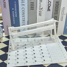 1個學生透明PVC筆袋，考試專用大容量極簡高美感文具盒，透明雙層筆袋考試用大容量極簡文具袋高美感化妝盥洗收納袋 - 彩色 - 查看 6