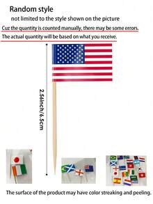 100pcs Assorted Country Flags Toothpicks, Mini World Cup Flag Toothpicks, Party Decor Flag Shaped Cake Toppers, International Flag Cocktail Picks - A - View 6