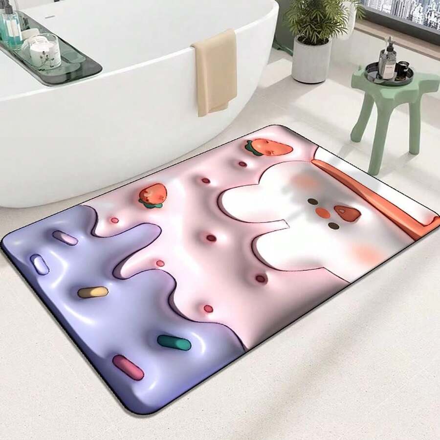Alfombrillas de baño 3D con diseño de flores, antideslizantes, de secado rápido, divertidas y lindas, extra suaves y absorbentes, para la sala de estar, con base de goma antideslizante, lavables a máquina. (Flor I, 20''x32'') - Flor J - Ver 1