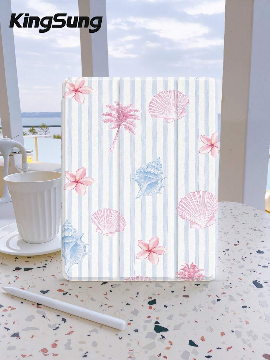 Kingsung Striped Shell Pattern Tablet Case, Compatible With Ipad Air 8 (Model M4), 2026 11-Inch/13-Inch, 9.7/10.2/10.5/10.9/12.9-Inch, Pro 11-Inch, 10th Generation , Galaxy Tab S6 Lite 10.4-Inch, Kindle Paperwhite 2024 12th Generation, Kindle 2022 11th Generation. It Has Shock-Proof Function And Intelligent Stand, With Automatic Wake-Up And Sleep Functions.