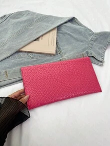 Tas Amplop Motif Buaya Timbul Desain Niche Terbaru untuk Wanita, Tas Tangan Vintage - Hot Pink - View 7
