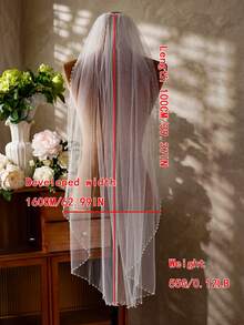 Exquisite Beaded Bridal Veil, Simple And Elegant, With Hair Comb, Wedding Dress Accessory - Multicolor - View 7