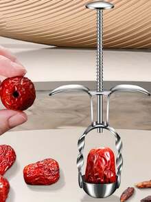 1pc Stainless Steel Fruit Pitter, Handheld Olive Pitter, Easy Push Pitting Tool, Suitable For Restaurant And Home Use Kitchen Gadget - Multicolor - View 6