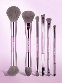 MAANGE 6 pièces Ensemble de pinceaux de maquillage professionnels à double extrémité, kit de pinceaux de maquillage de voyage portable, comprend des pinceaux pour le visage, des pinceaux pour les yeux, des pinceaux de détail et d'autres outils de maquillage, convient pour les voyages et les rendez-vous, peut être utilisé comme cadeau pour les femmes - Multicolore - Voir 11