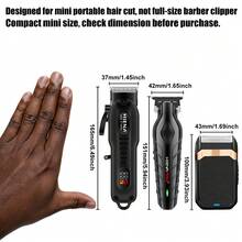 HIENA Professional Men's Haircut And Shaver Set - 3pcs/2pcs/1pc Option, USB Rechargeable Cordless Haircutting Tools With LED Display, Lithium Battery, Mini Clipper, Suitable For Beginner Barbers And Home Use, Great Gift For Festivals - Multicolor - View 3