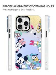 Disney Mickey Mouse Family Phone Case for iPhone17ProMax, 16 Plus, 17 Pro, 16, 15 Plus, 14, 13, 11, 12Pro, XS Max, XR, Creative printed protective case with gradient iridescent texture - 白色 - 查看 4
