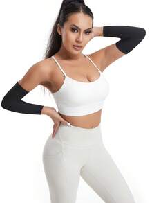 1 Pair Women Sauna Arm Shaper, Sweat Arm Sleeves For Yoga & Fitness, Compression Sweat Arm Support Set - Multicolor - View 2
